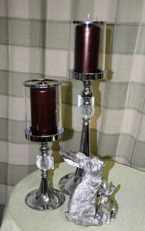 ŚWIECZNIK METAL/SZKŁO 35,5CM