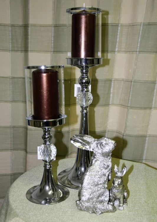 ŚWIECZNIK METAL/SZKŁO 35,5CM