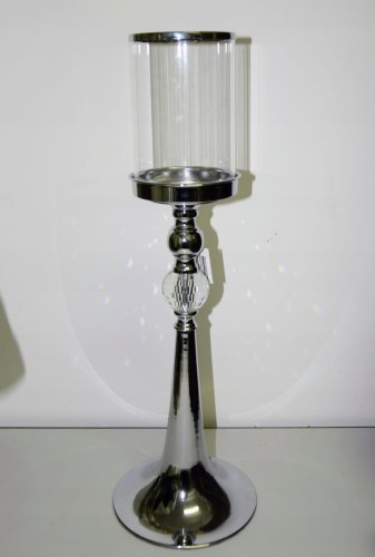 ŚWIECZNIK METAL/SZKŁO 51,5CM