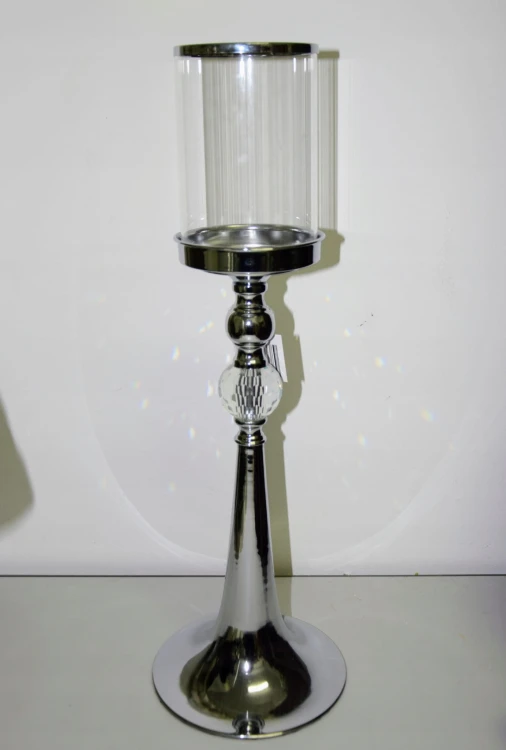 ŚWIECZNIK METAL/SZKŁO 51,5CM