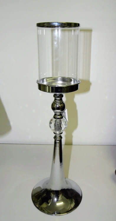 ŚWIECZNIK METAL/SZKŁO 51,5CM