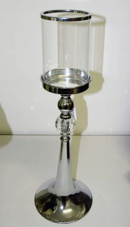 ŚWIECZNIK METAL/SZKŁO 51,5CM