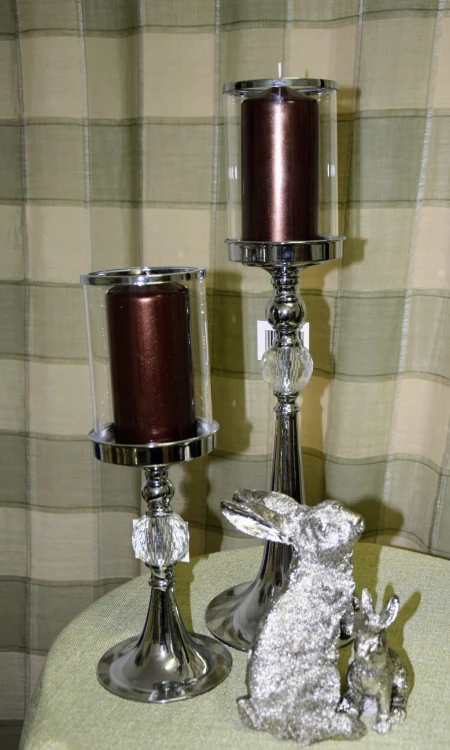 ŚWIECZNIK METAL/SZKŁO 51,5CM