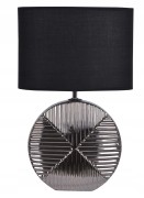 LAMPA CERAMICZNA SREBRNA Z CZARNYM ABAŻUREM