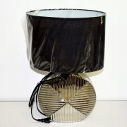 LAMPA CERAMICZNA SREBRNA Z CZARNYM ABAŻUREM