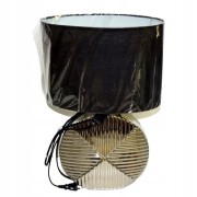 LAMPA CERAMICZNA SREBRNA Z CZARNYM ABAŻUREM
