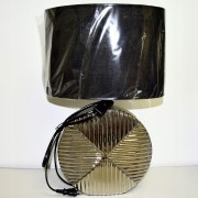 LAMPA CERAMICZNA SREBRNA Z CZARNYM ABAŻUREM