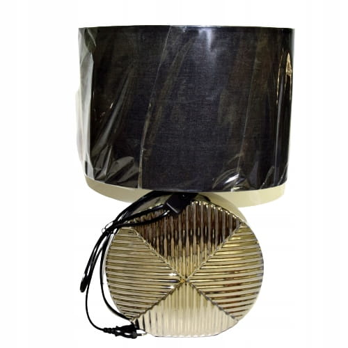 LAMPA CERAMICZNA SREBRNA Z CZARNYM ABAŻUREM
