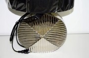 LAMPA CERAMICZNA SREBRNA Z CZARNYM ABAŻUREM