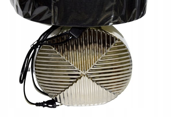 LAMPA CERAMICZNA SREBRNA Z CZARNYM ABAŻUREM