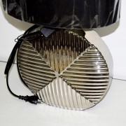 LAMPA CERAMICZNA SREBRNA Z CZARNYM ABAŻUREM
