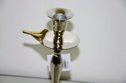 ŚWIECZNIK METALOWY SREBRNY Z PTASZKIEM premium