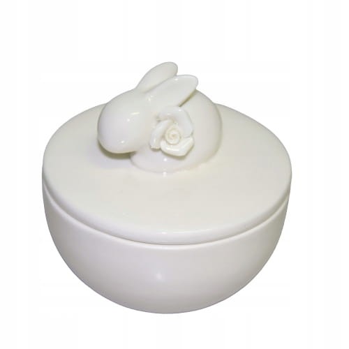 CERAMICZNE PUZDERKO Z KRÓLICZKIEM 9,3X9,3X9CM