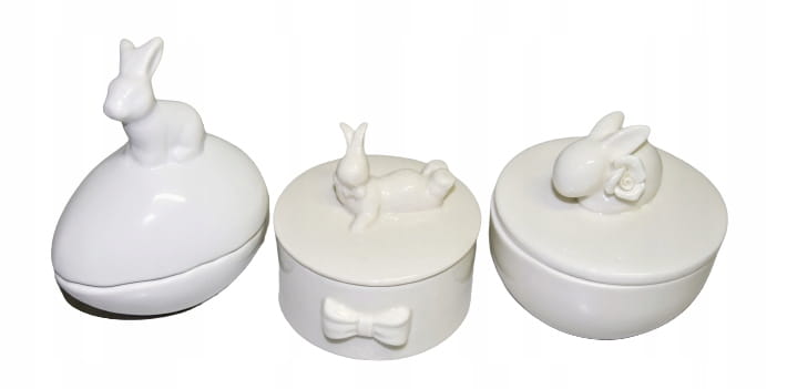 CERAMICZNE PUZDERKO Z KRÓLICZKIEM 9,3X9,3X9CM