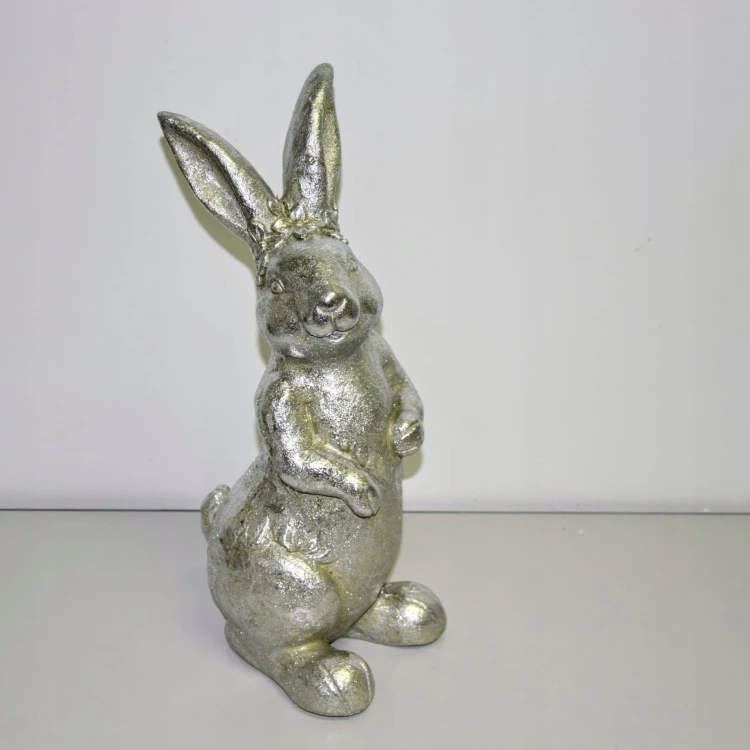 ZAJĄC DUŻY SREBRNY 'POSTARZANY' 45 CM