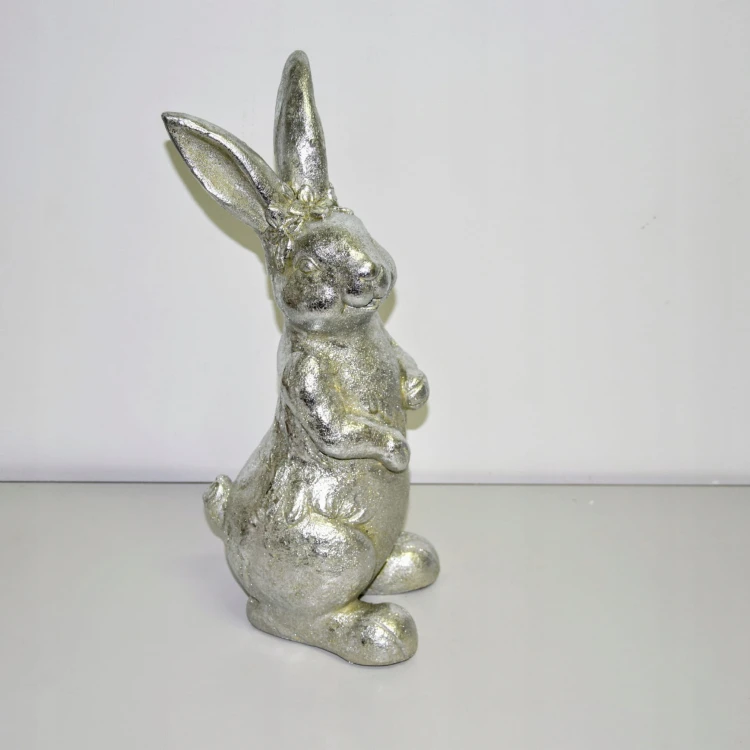 ZAJĄC DUŻY SREBRNY 'POSTARZANY' 45 CM