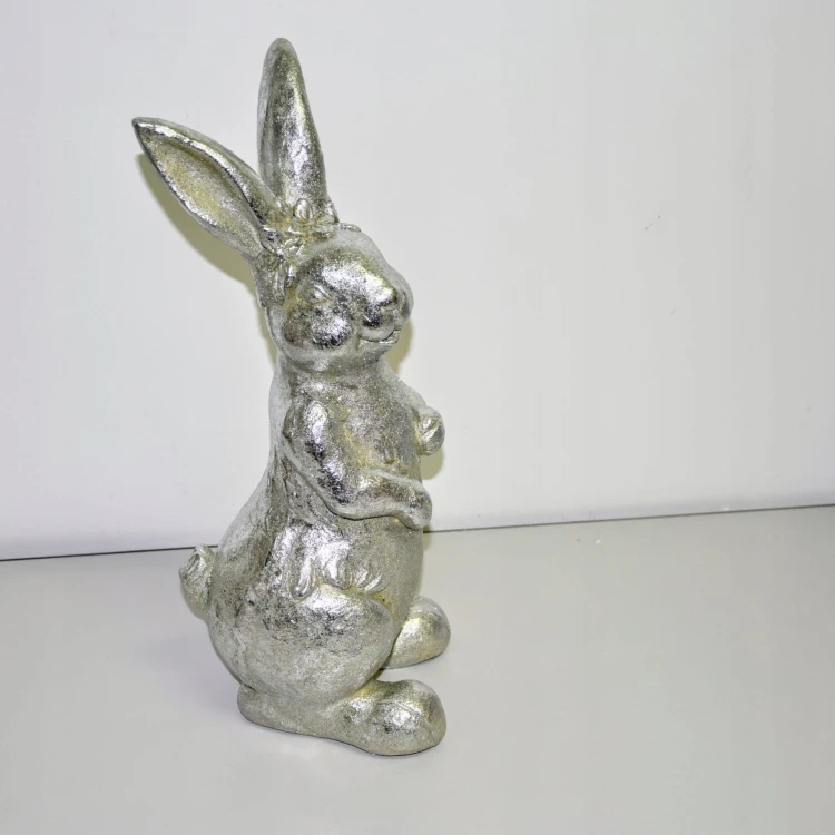 ZAJĄC DUŻY SREBRNY 'POSTARZANY' 45 CM