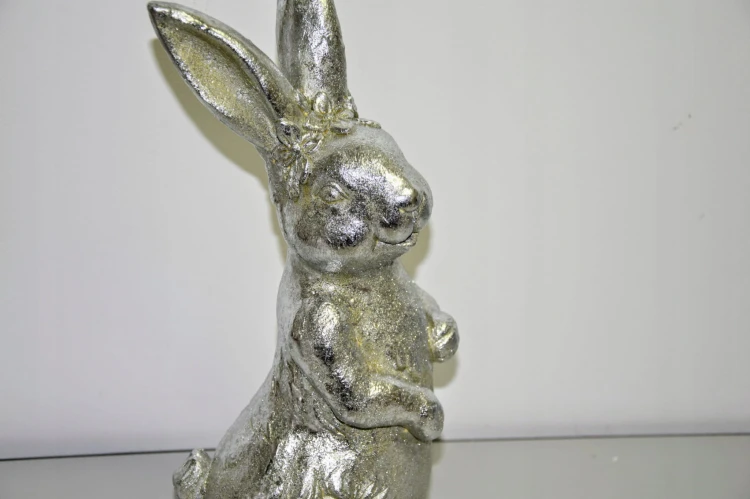 ZAJĄC DUŻY SREBRNY 'POSTARZANY' 45 CM