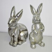 ZAJĄC DUŻY SREBRNY 'POSTARZANY' 45 CM