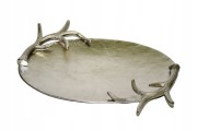 TACA ŚREDNIA SREBRNA Z POROŻEM 38,5X27X4,5