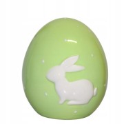 CERAMICZNE ZIELONE JAJKO Z BIAŁYM ZAJĄCZKIEM 14CM