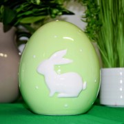 CERAMICZNE ZIELONE JAJKO Z BIAŁYM ZAJĄCZKIEM 14CM