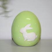 CERAMICZNE ZIELONE JAJKO Z BIAŁYM ZAJĄCZKIEM 14CM