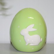 CERAMICZNE ZIELONE JAJKO Z BIAŁYM ZAJĄCZKIEM 14CM