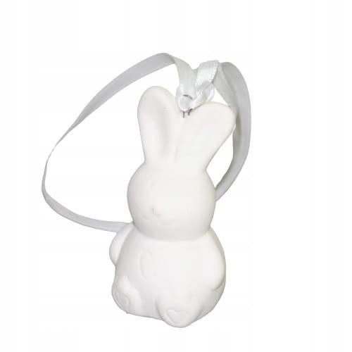 ZAJĄCZEK WIELKANOCNY ZAWIESZKA BIAŁY MAT 8 CM