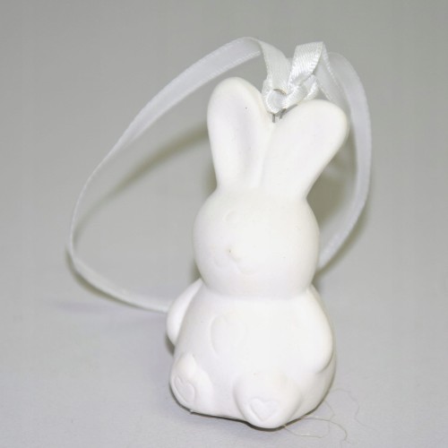 ZAJĄCZEK WIELKANOCNY ZAWIESZKA BIAŁY MAT 8 CM