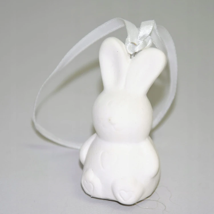 ZAJĄCZEK WIELKANOCNY ZAWIESZKA BIAŁY MAT 8 CM