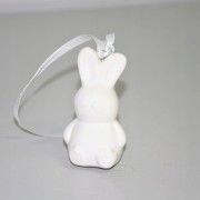 ZAJĄCZEK WIELKANOCNY ZAWIESZKA BIAŁY MAT 8 CM
