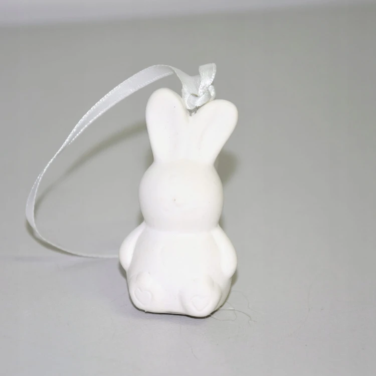 ZAJĄCZEK WIELKANOCNY ZAWIESZKA BIAŁY MAT 8 CM