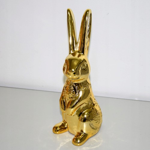 ZŁOTY KRÓLIK Z ORYGINALNYMI ZDOBIENIAMI H23,4cm