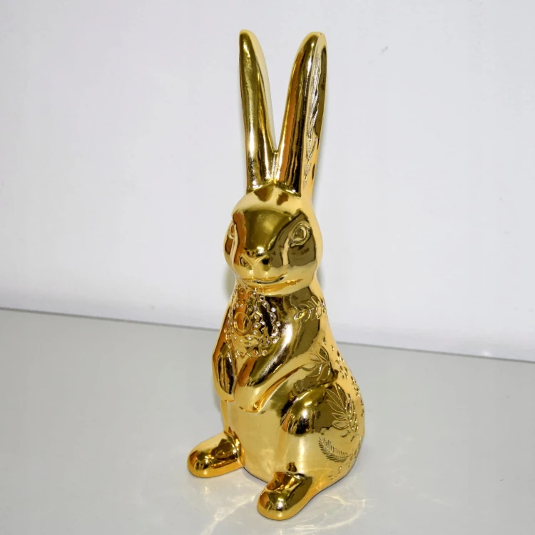 ZŁOTY KRÓLIK Z ORYGINALNYMI ZDOBIENIAMI H23,4cm