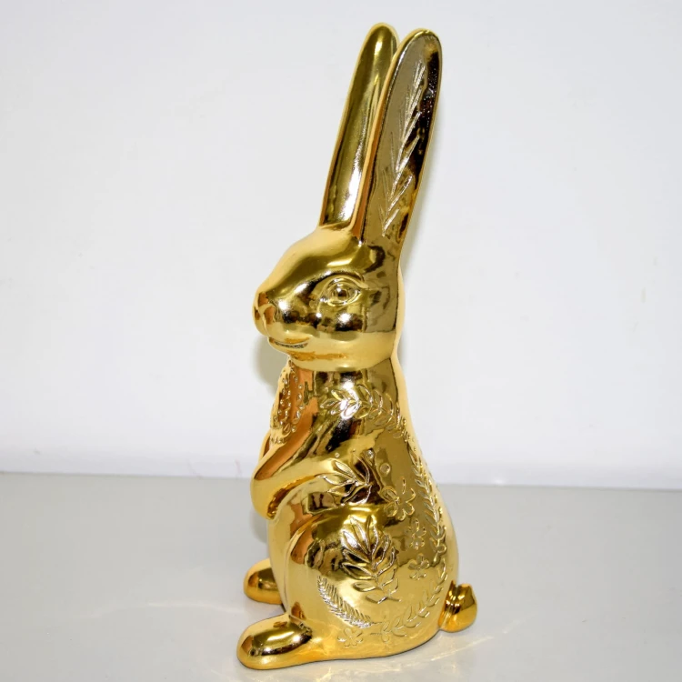 ZŁOTY KRÓLIK Z ORYGINALNYMI ZDOBIENIAMI H23,4cm