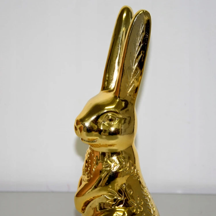 ZŁOTY KRÓLIK Z ORYGINALNYMI ZDOBIENIAMI H23,4cm