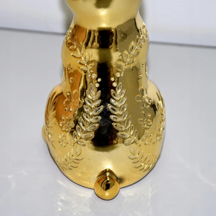 ZŁOTY KRÓLIK Z ORYGINALNYMI ZDOBIENIAMI H23,4cm