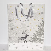 TOREBKA UPOMINKOWA BIAŁO-SREBRNA 33,5X26,5X13CM