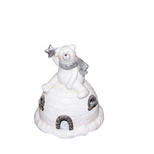 FIGURKA MIŚ NA IGLOO LED, H 30 CM