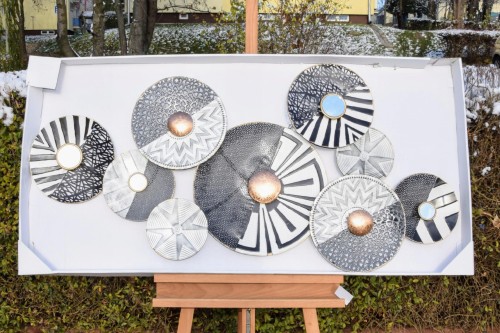 METALOWA DEKORACJA ŚCIENNA KOŁA 137,5X73,5CM