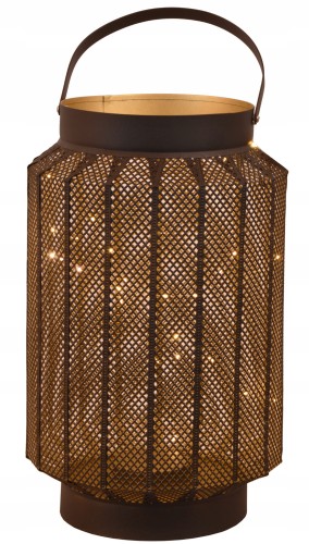 LAMPION METALOWY CZARNY Z LAMPKAMI LED 21/31