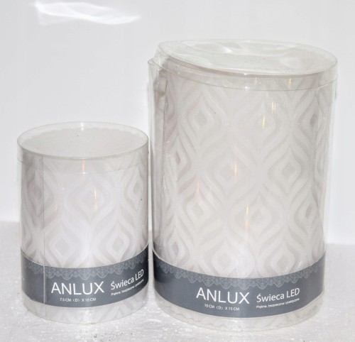 ŚWIECA WOSKOWA LED ROMBY SZARA DUŻA