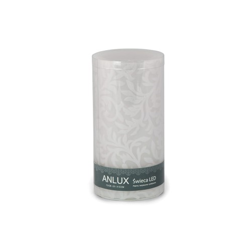 ŚWIECA WOSKOWA LED ORNAMENT SZARA ŚREDNIA
