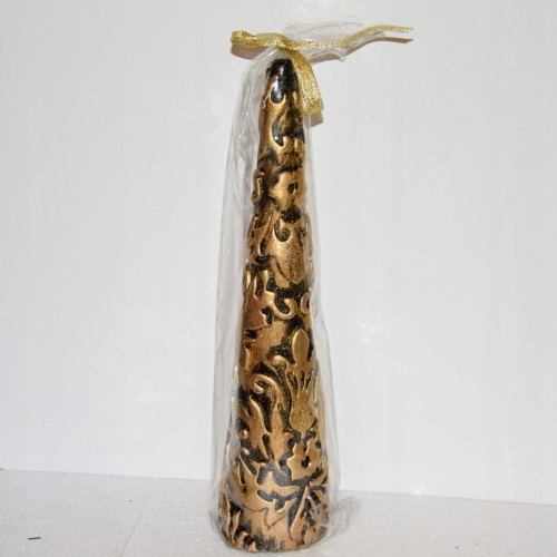 ŚWIECA STOŻKOWA ORNAMENT ZŁOTA 29CM