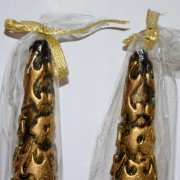 ŚWIECA STOŻKOWA ORNAMENT ZŁOTA 29CM