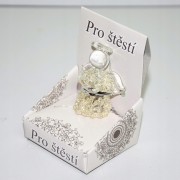 SZKLANY ANIOŁ Z GWIAZDĄ MAŁY, Brokatowy 3x4.5x3cm
