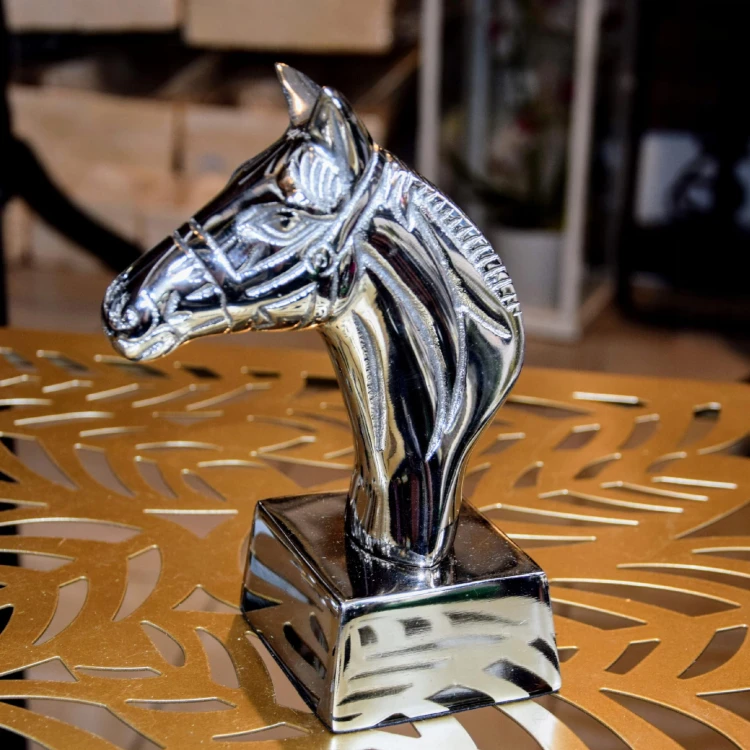FIGURKA GŁOWA KONIA 18,5cm, metal