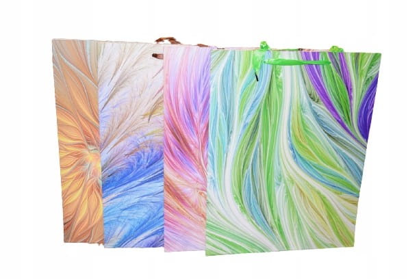 ELEGANCKA TOREBKA UPOMINKOWA 31X40X12CM Z BROKATEM MIX KOLORÓW