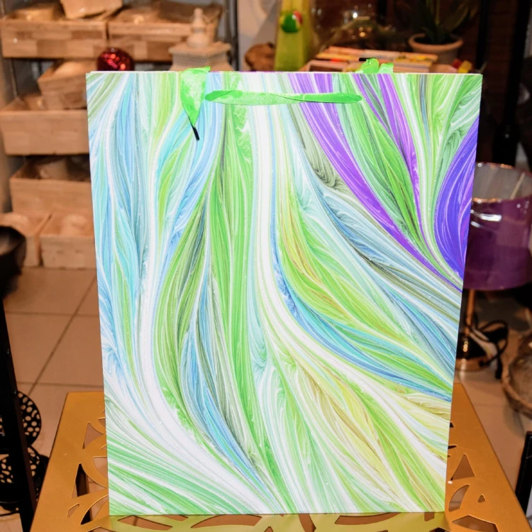 ELEGANCKA TOREBKA UPOMINKOWA 31X40X12CM Z BROKATEM MIX KOLORÓW